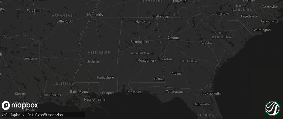 Hail map in Alabama on June 17, 2026