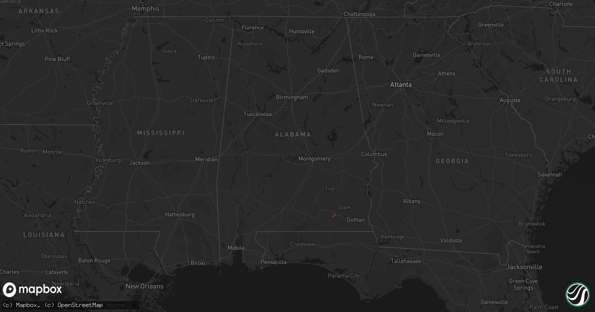 Hail map in Alabama on June 17, 2026