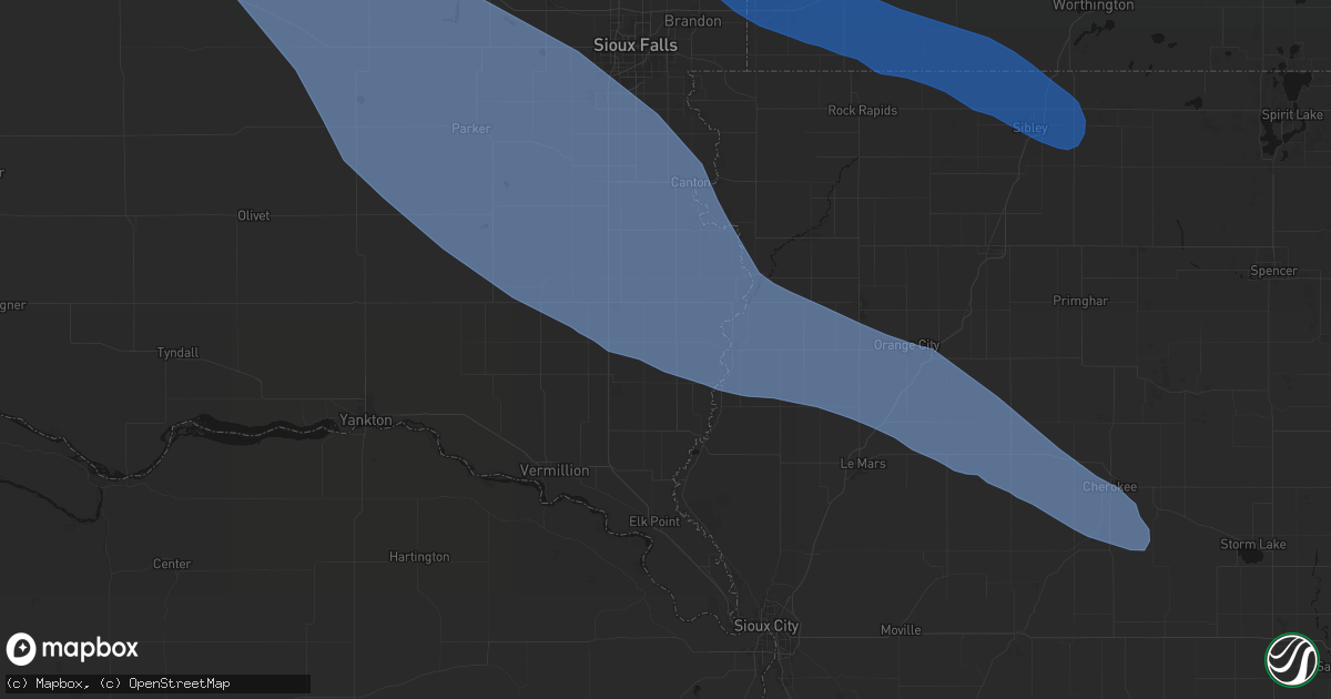 Hail map in Alcester, SD on June 17, 2026