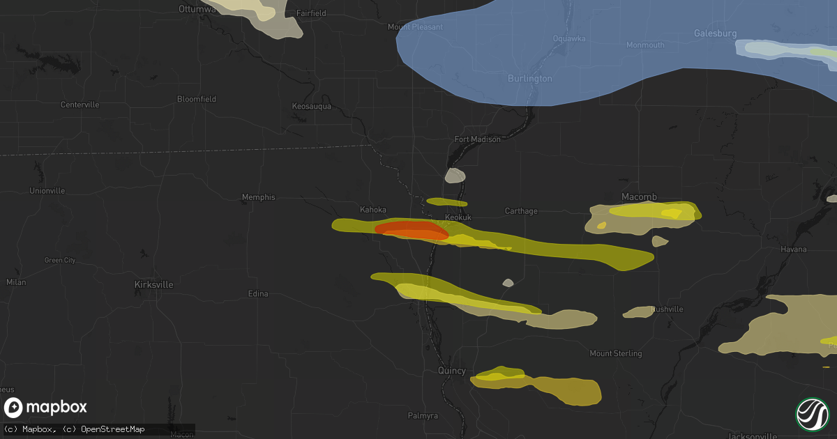 Hail map in Alexandria, MO on June 17, 2026