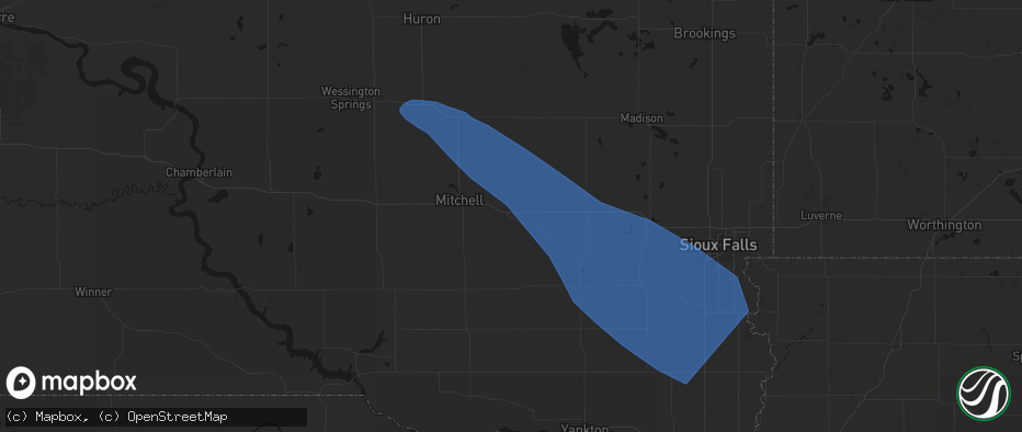 Hail map in Alexandria, SD on June 17, 2026