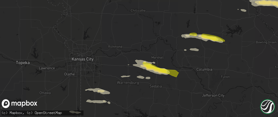 Hail map in Alma, MO on June 17, 2026