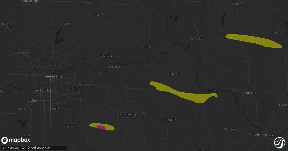 Hail map in Alma, MO on June 17, 2026