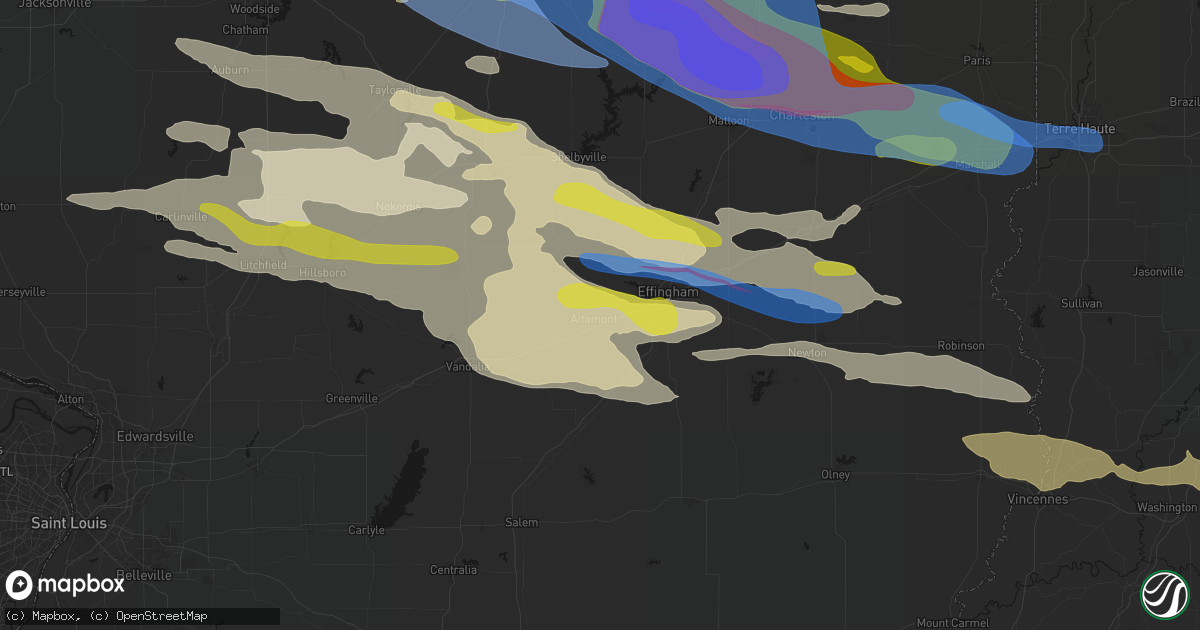 Hail map in Altamont, IL on June 17, 2026