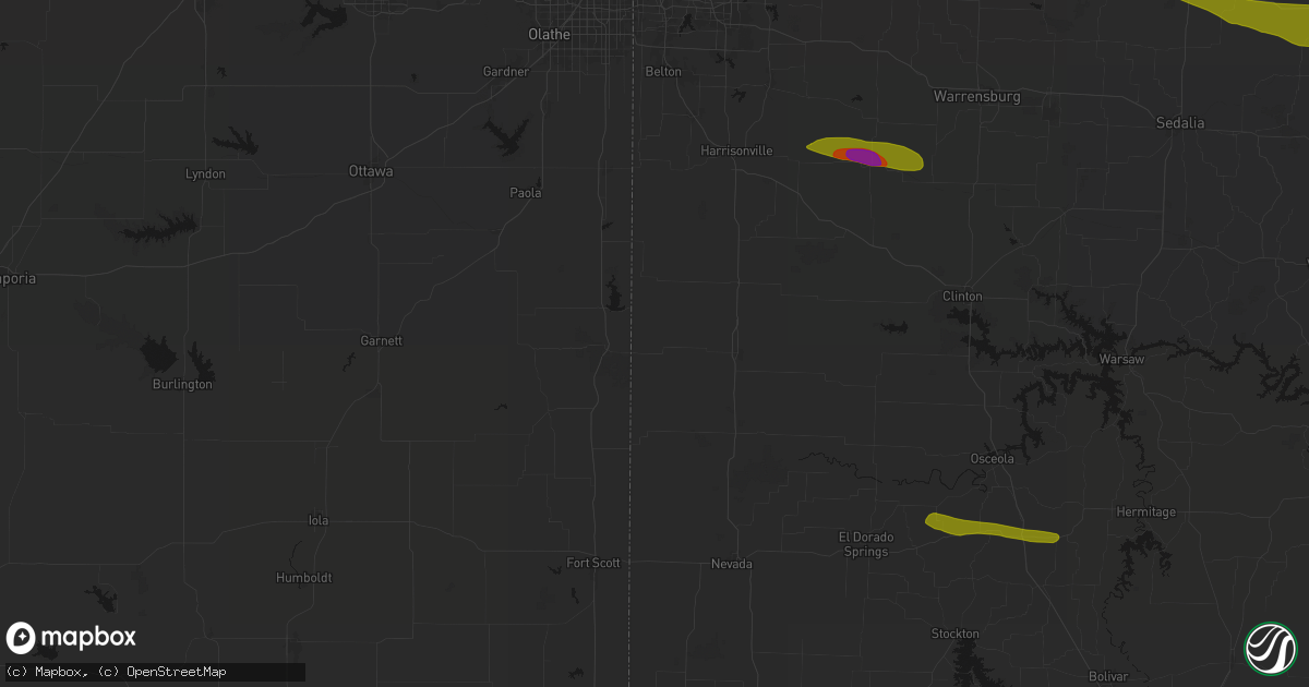 Hail map in Amoret, MO on June 17, 2026