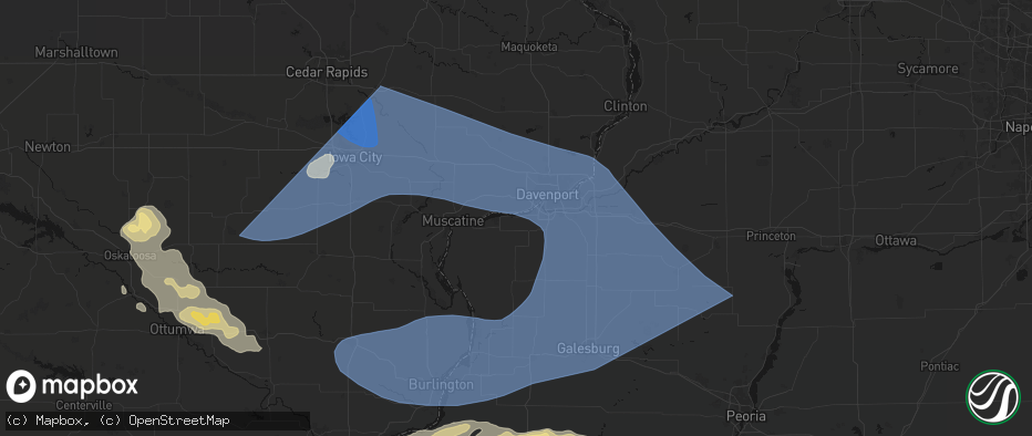 Hail map in Andalusia, IL on June 17, 2026