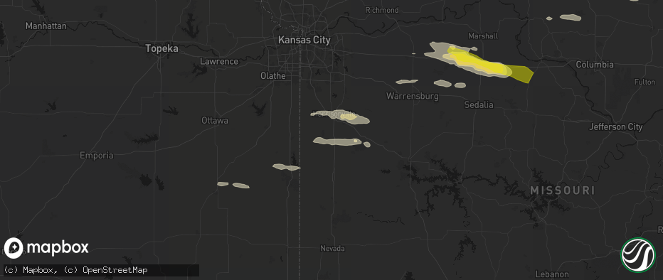 Hail map in Archie, MO on June 17, 2026