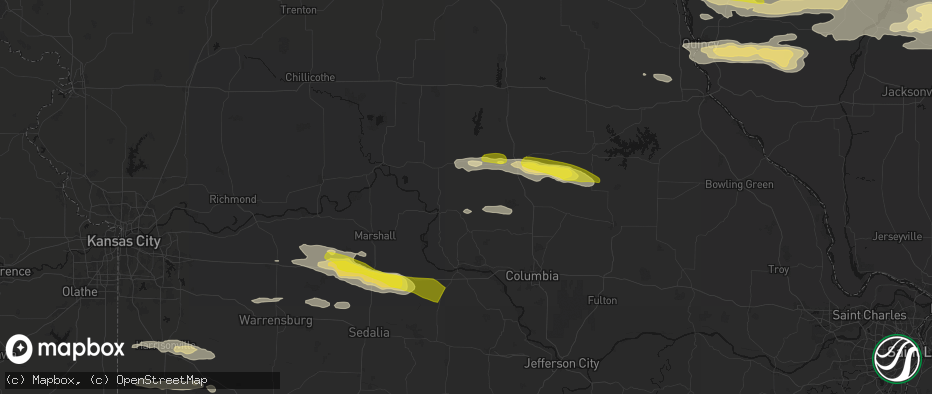 Hail map in Armstrong, MO on June 17, 2026