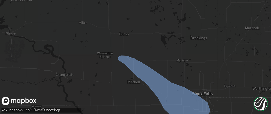 Hail map in Artesian, SD on June 17, 2026