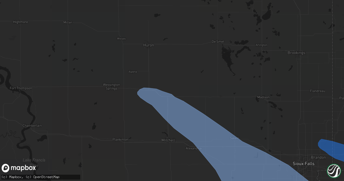 Hail map in Artesian, SD on June 17, 2026