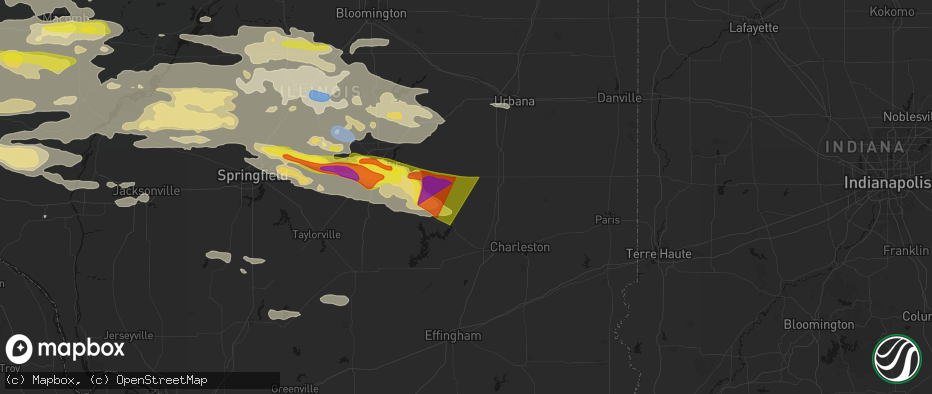 Hail map in Arthur, IL on June 17, 2026