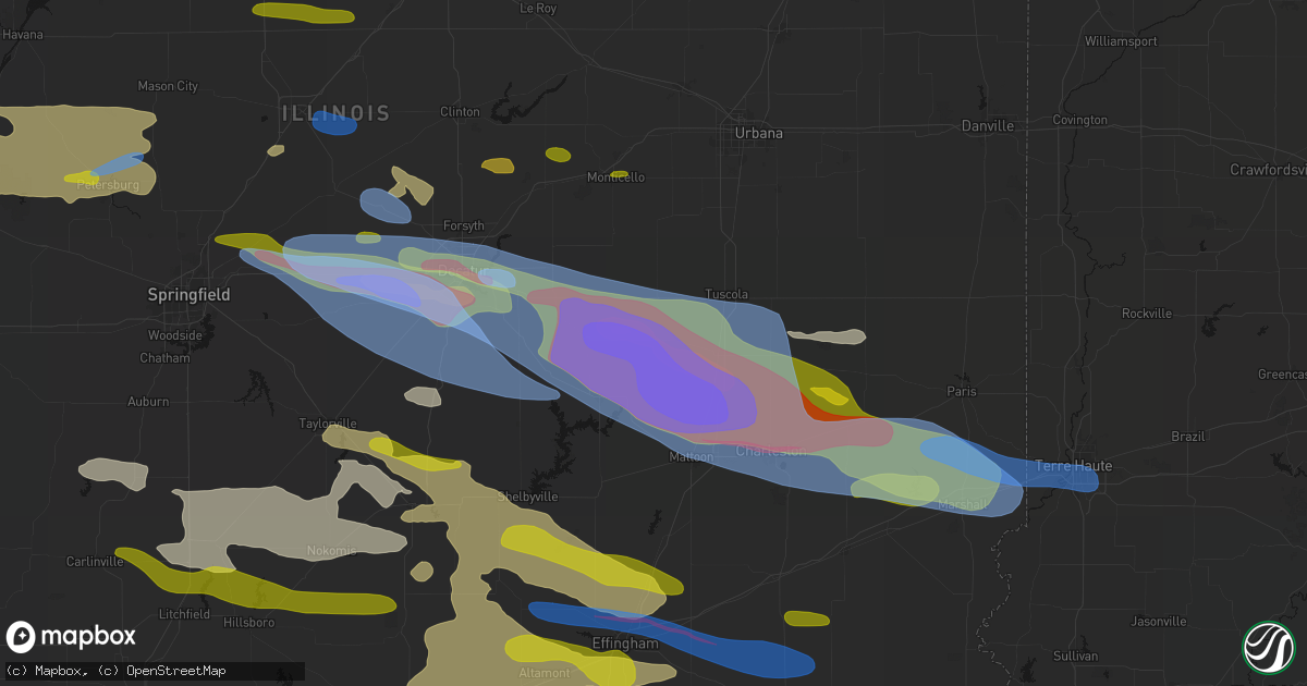 Hail map in Arthur, IL on June 17, 2026