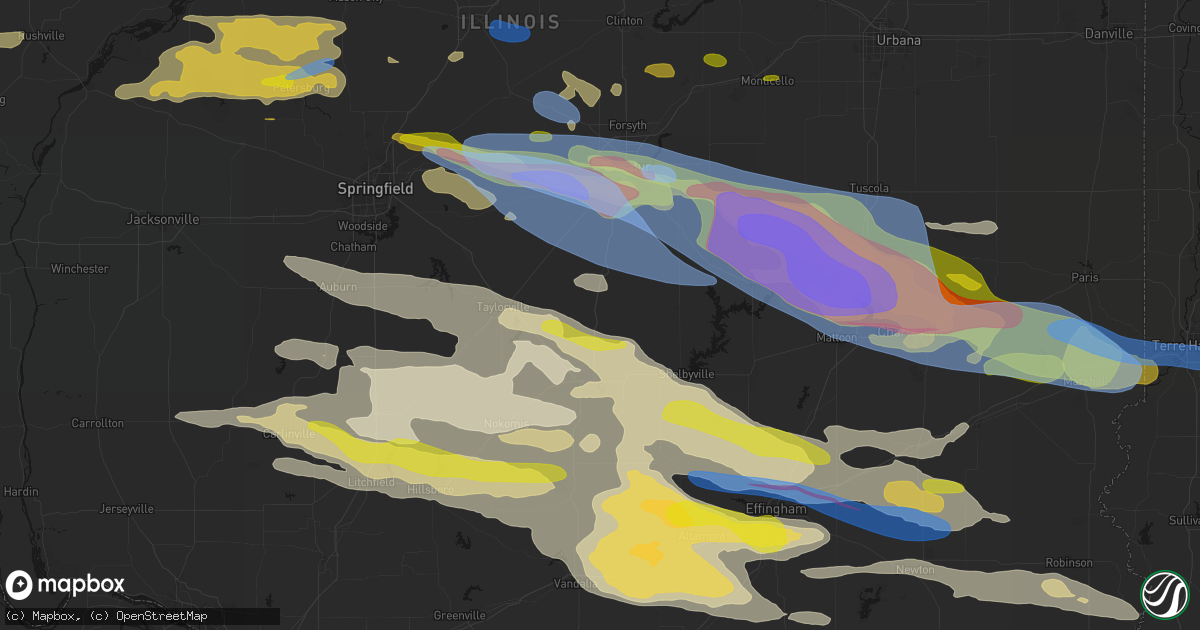 Hail map in Assumption, IL on June 17, 2026