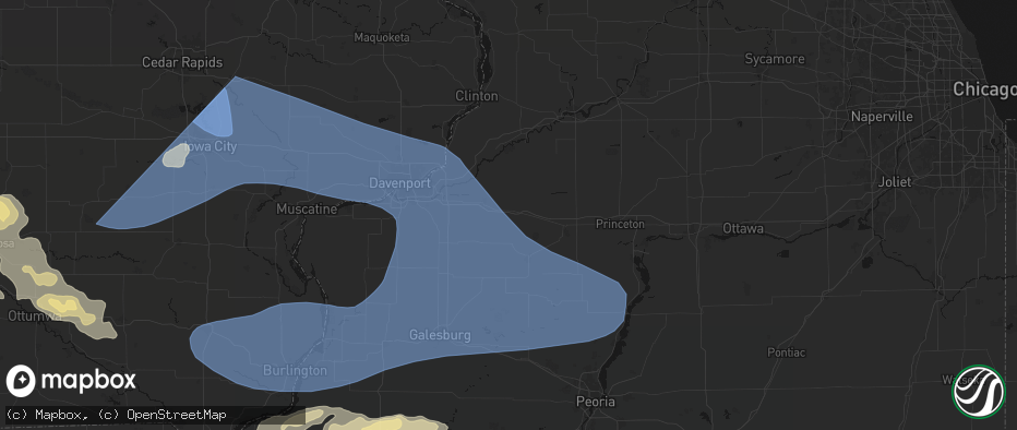 Hail map in Atkinson, IL on June 17, 2026