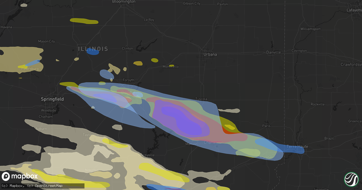 Hail map in Atwood, IL on June 17, 2026