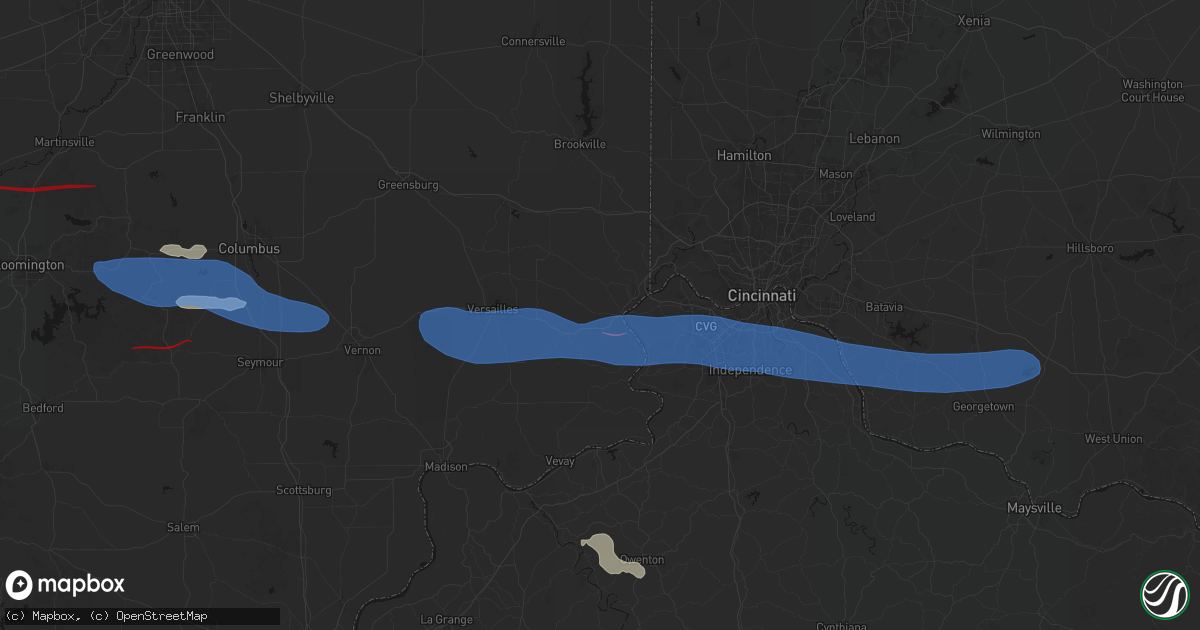 Hail map in Aurora, IN on June 17, 2026