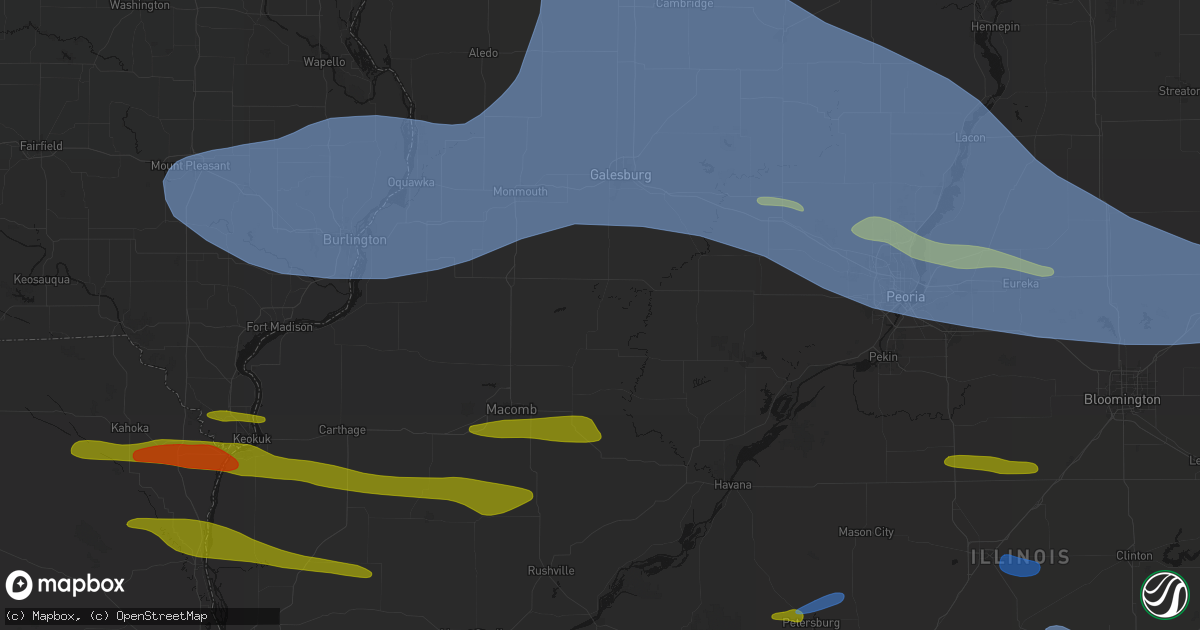 Hail map in Avon, IL on June 17, 2026