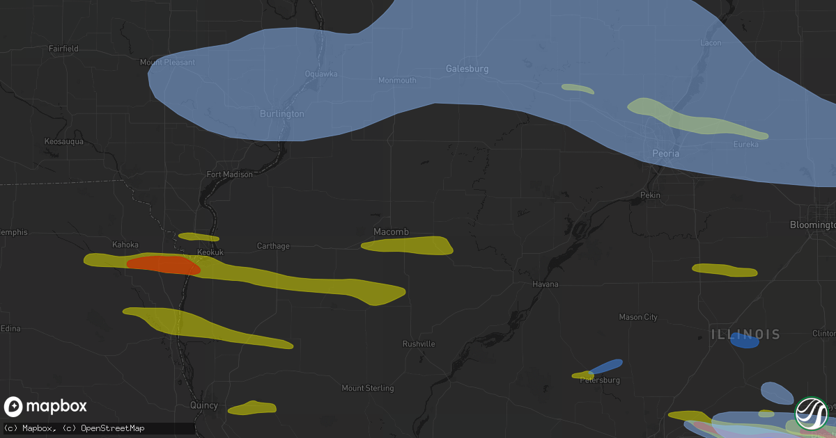 Hail map in Bardolph, IL on June 17, 2026