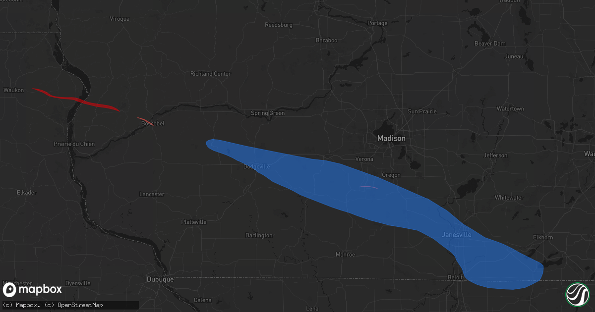 Hail map in Barneveld, WI on June 17, 2026