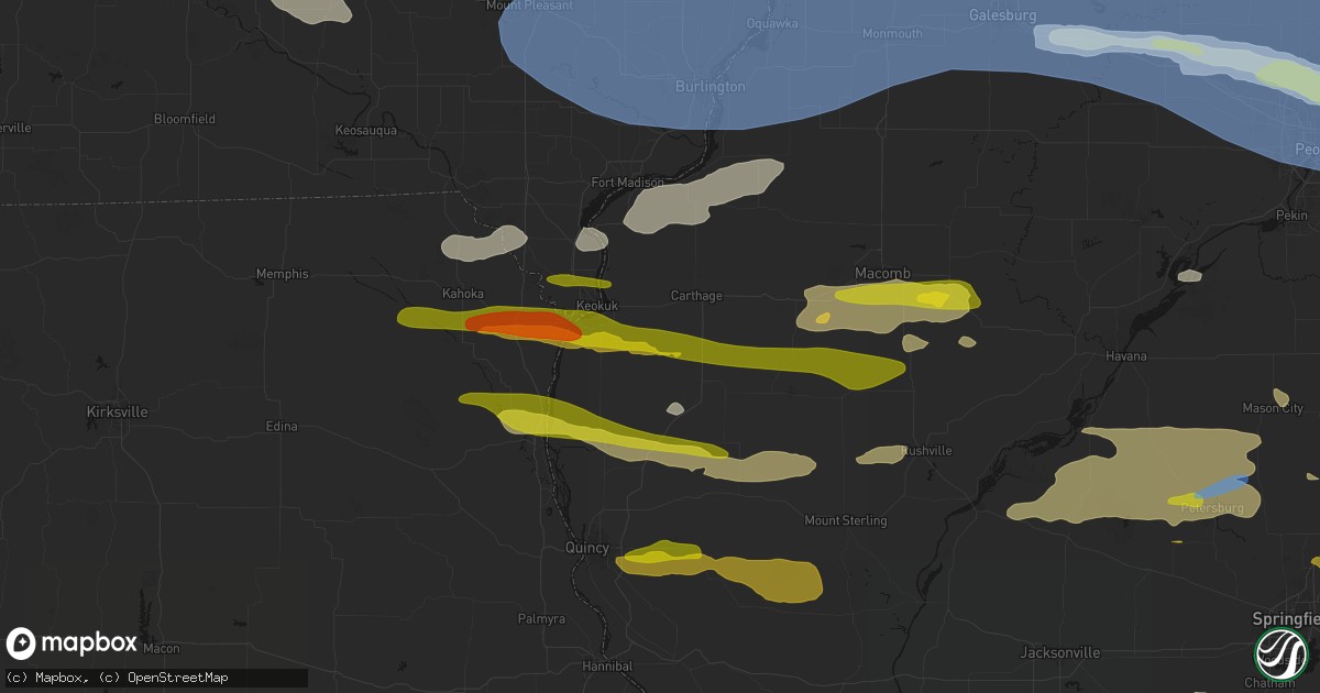 Hail map in Basco, IL on June 17, 2026