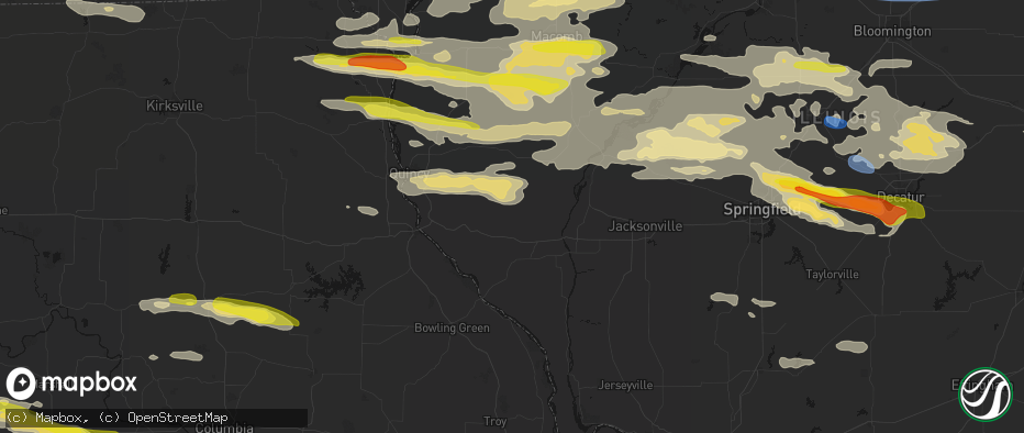 Hail map in Baylis, IL on June 17, 2026