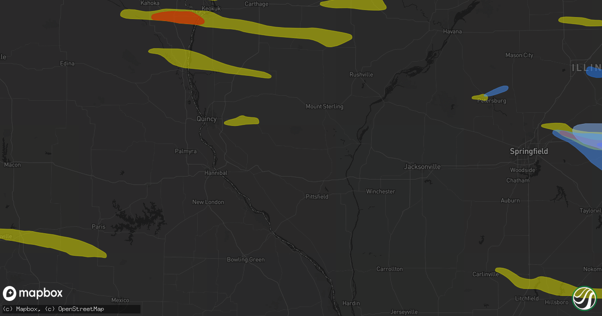 Hail map in Baylis, IL on June 17, 2026