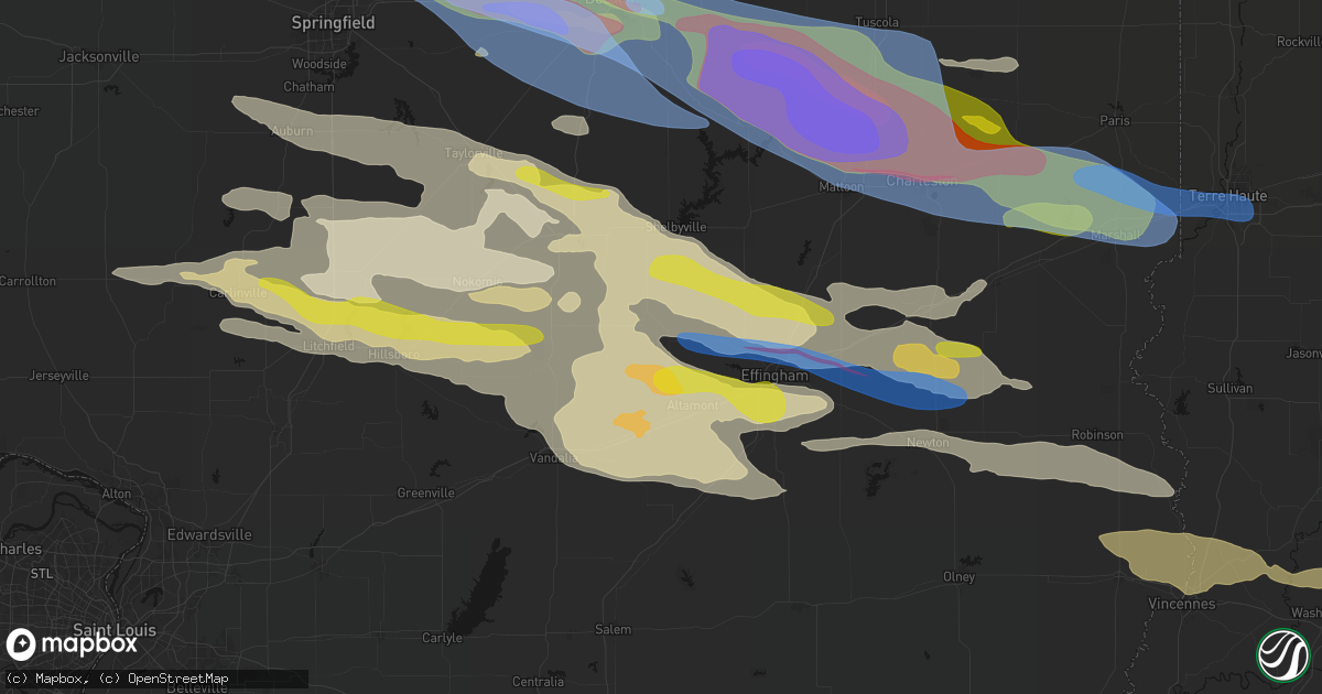 Hail map in Beecher City, IL on June 17, 2026