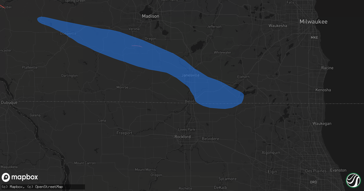 Hail map in Beloit, WI on June 17, 2026
