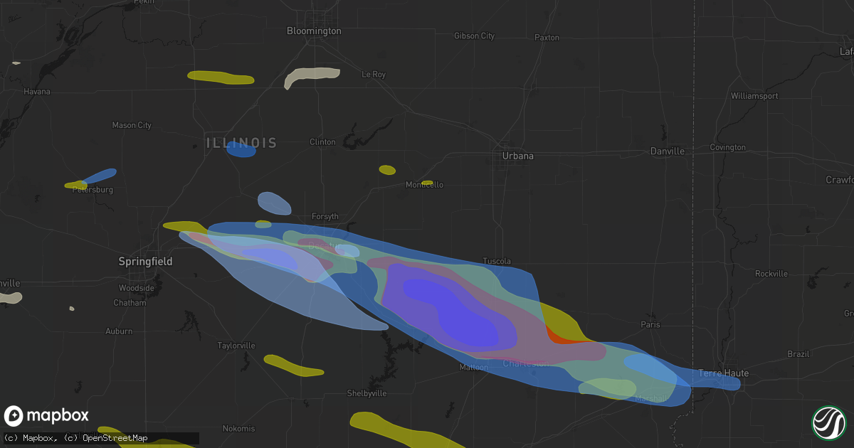 Hail map in Bement, IL on June 17, 2026