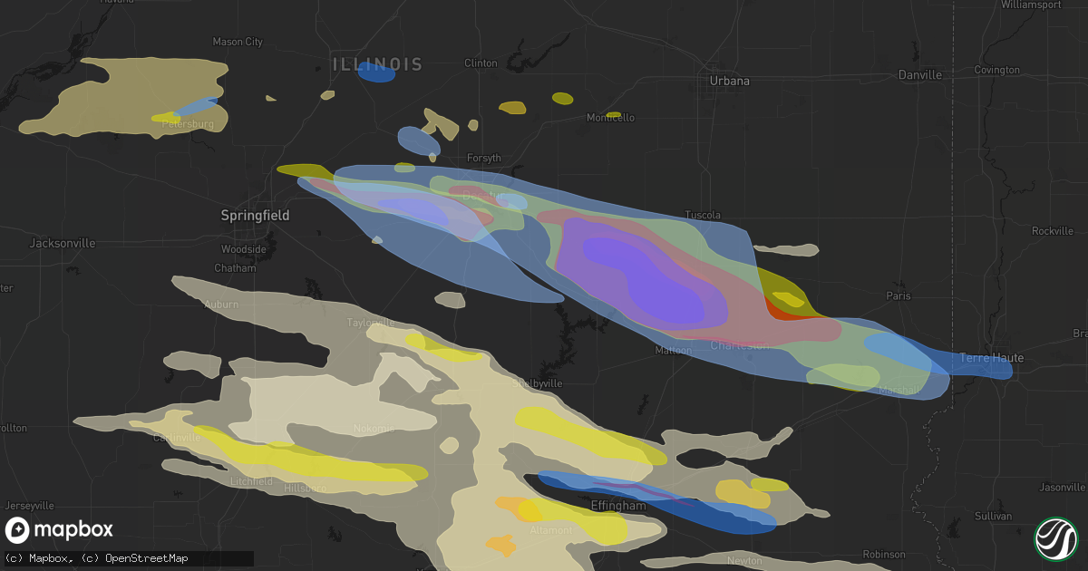 Hail map in Bethany, IL on June 17, 2026