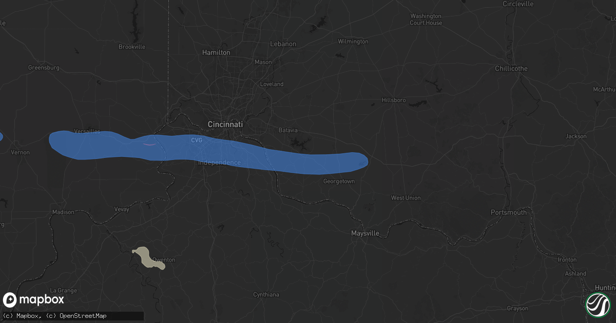 Hail map in Bethel, OH on June 17, 2026