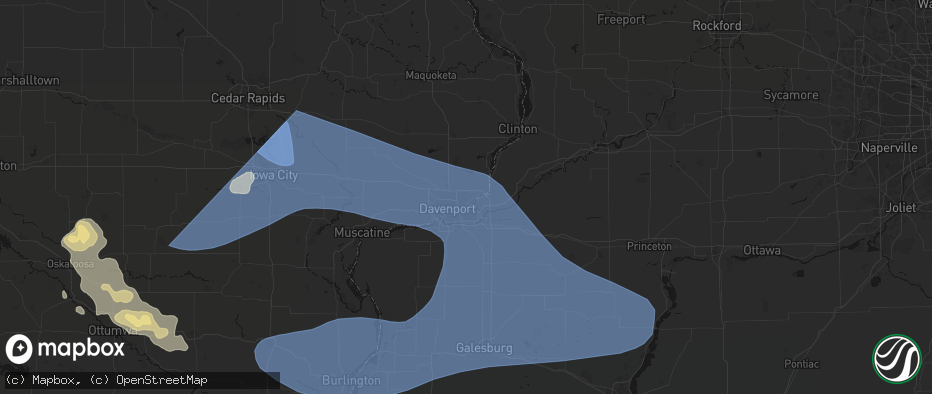 Hail map in Bettendorf, IA on June 17, 2026
