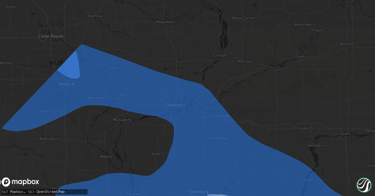 Hail map in Bettendorf, IA on June 17, 2026