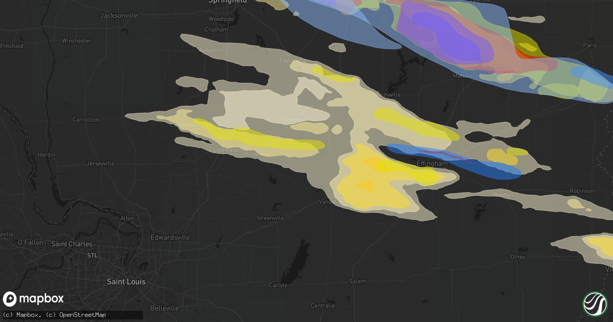 Hail map in Bingham, IL on June 17, 2026