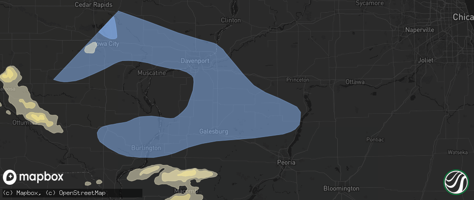 Hail map in Bishop Hill, IL on June 17, 2026