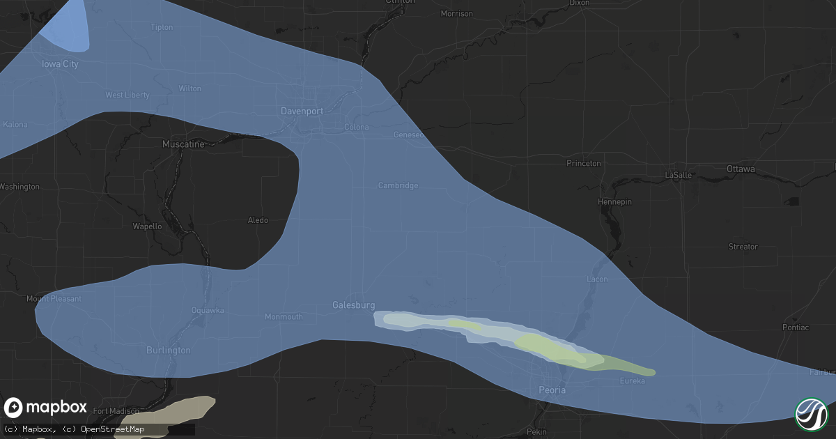 Hail map in Bishop Hill, IL on June 17, 2026