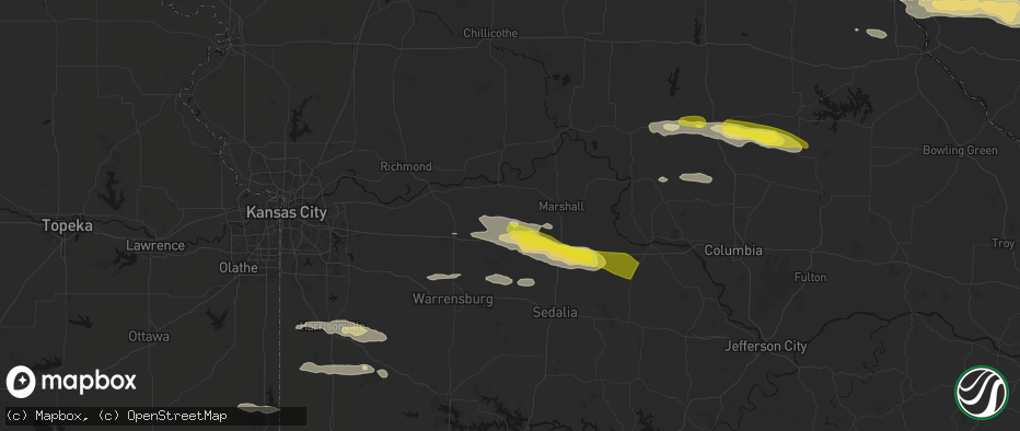 Hail map in Blackburn, MO on June 17, 2026