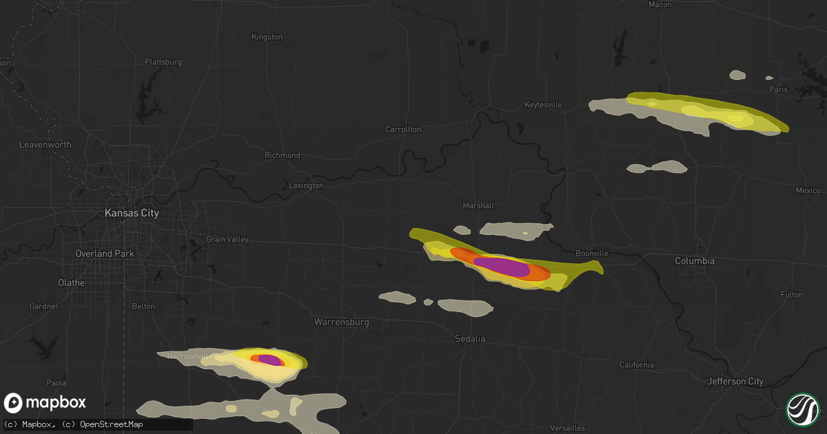 Hail map in Blackburn, MO on June 17, 2026