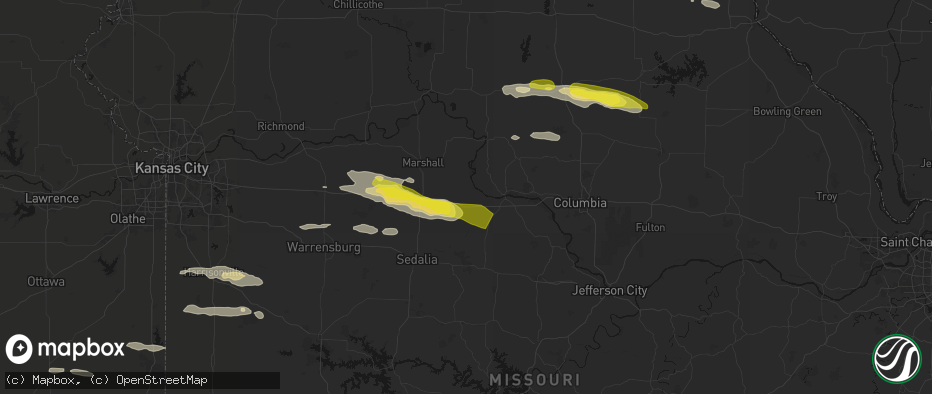 Hail map in Blackwater, MO on June 17, 2026