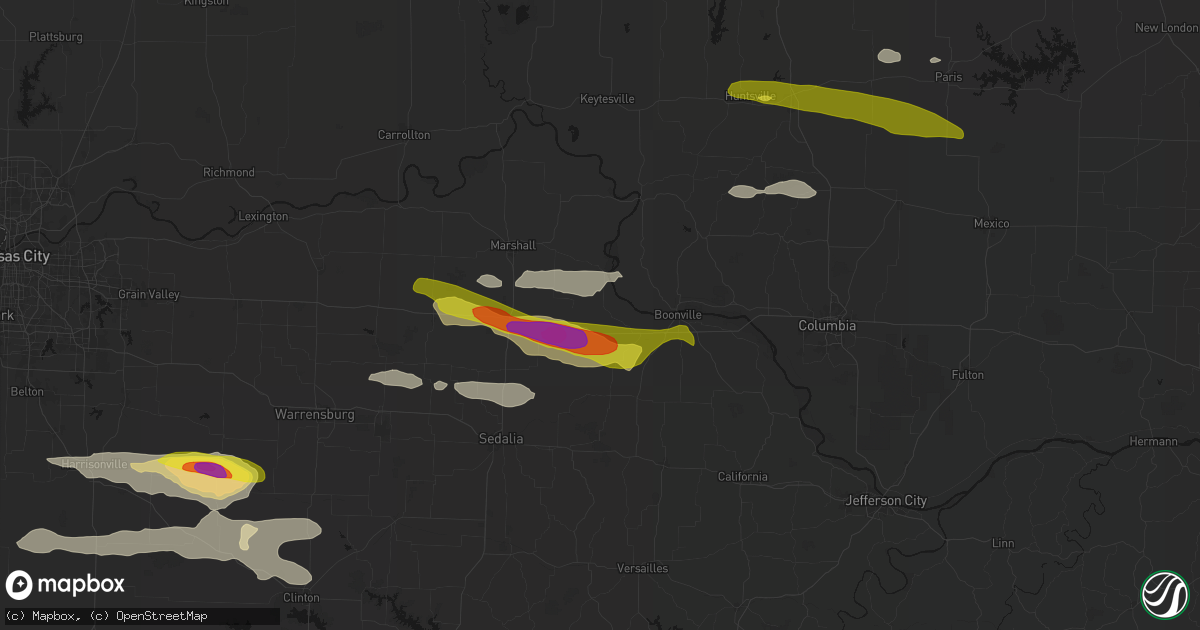 Hail map in Blackwater, MO on June 17, 2026
