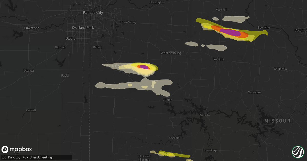 Hail map in Blairstown, MO on June 17, 2026
