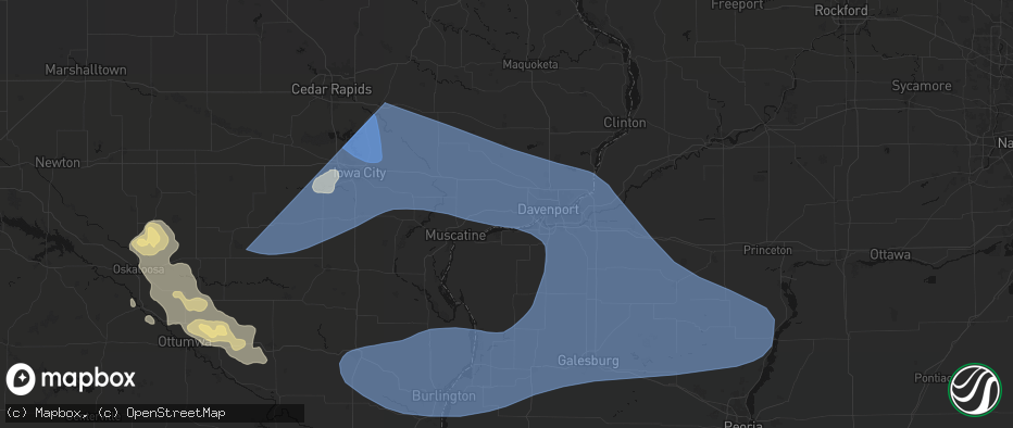 Hail map in Blue Grass, IA on June 17, 2026