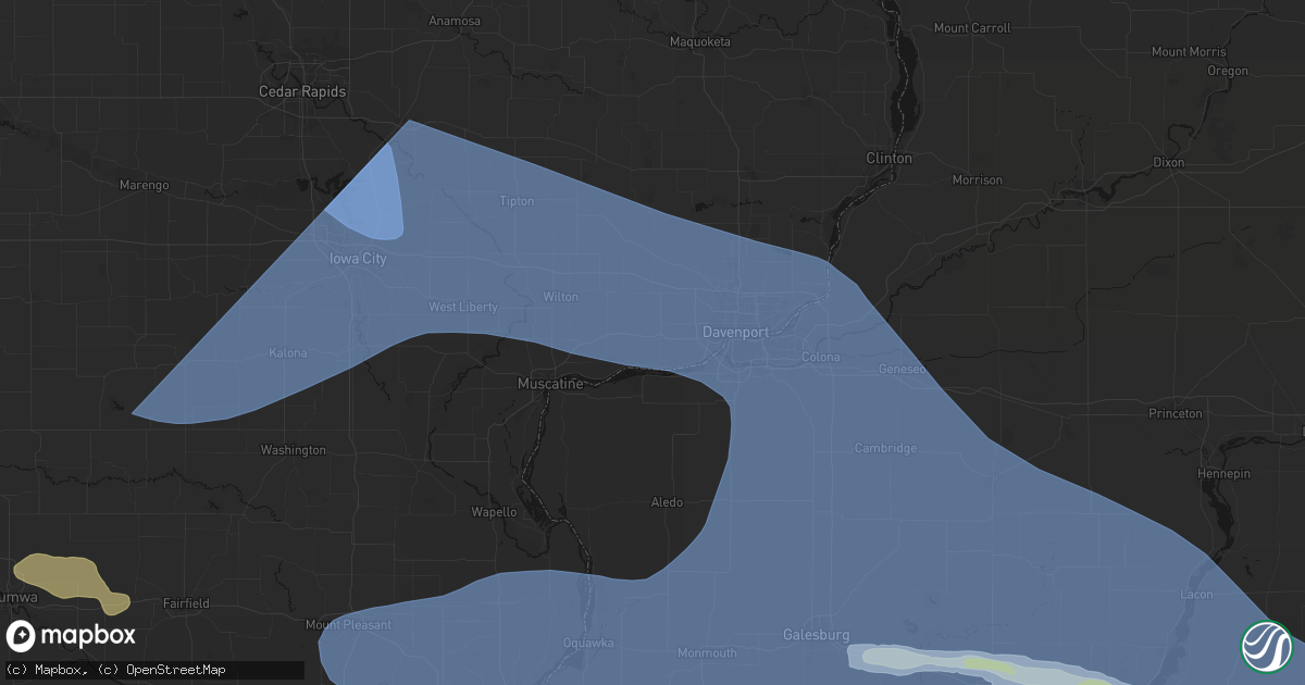 Hail map in Blue Grass, IA on June 17, 2026