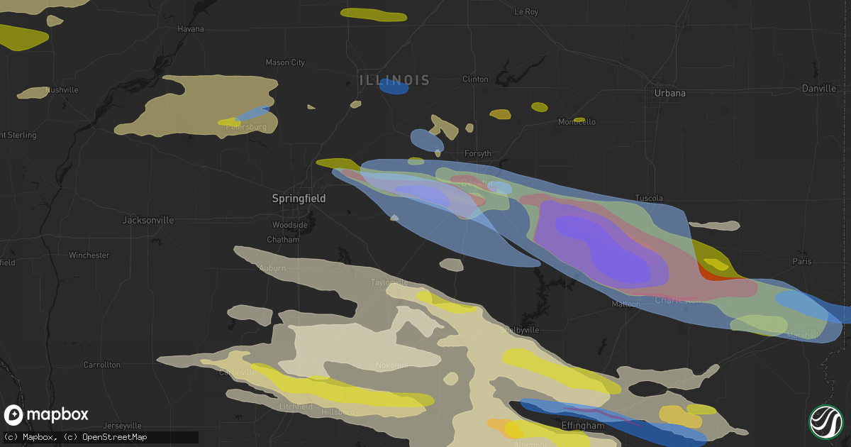 Hail map in Blue Mound, IL on June 17, 2026