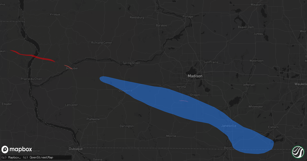 Hail map in Blue Mounds, WI on June 17, 2026