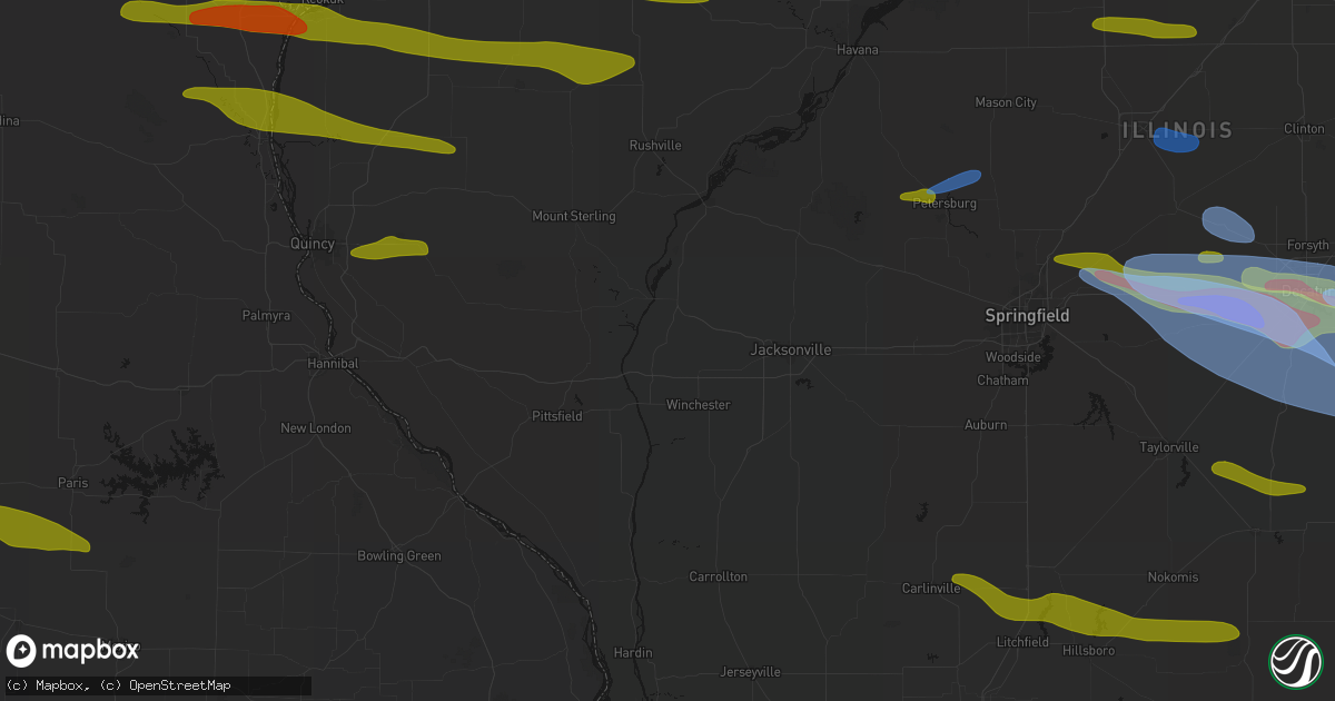 Hail map in Bluffs, IL on June 17, 2026