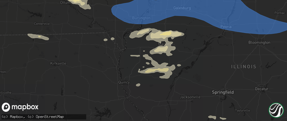 Hail map in Bowen, IL on June 17, 2026