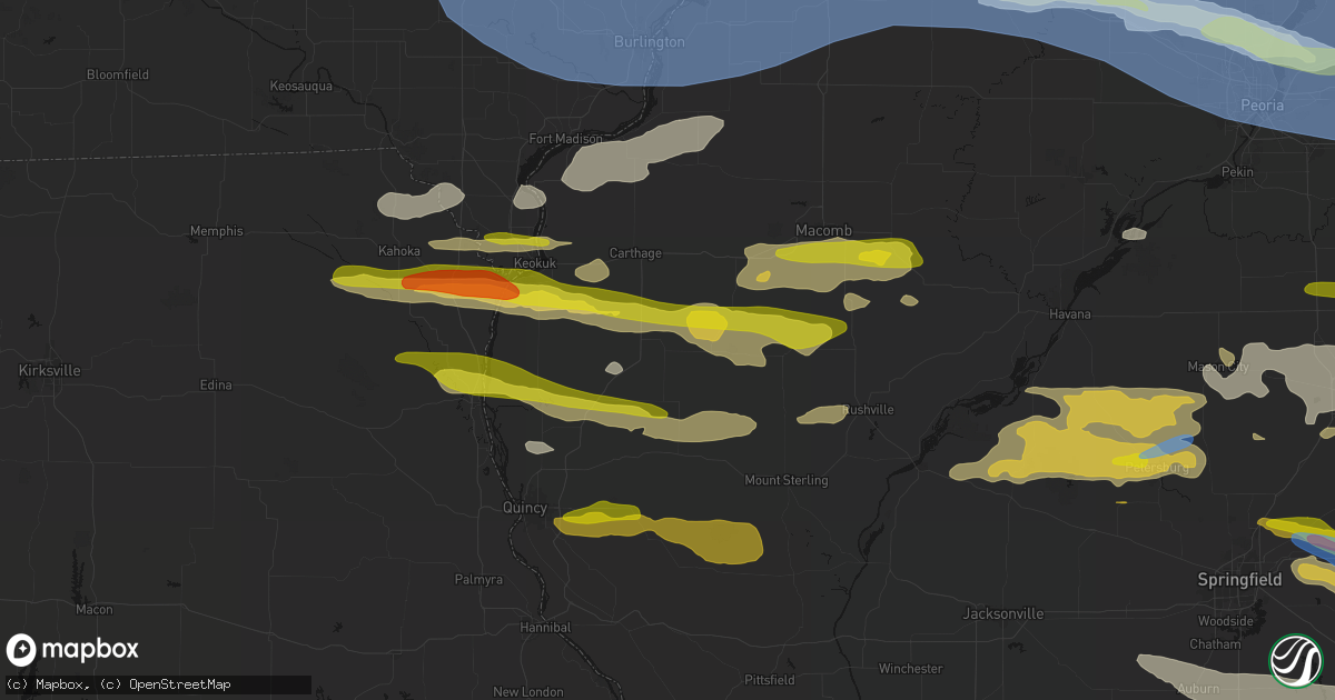 Hail map in Bowen, IL on June 17, 2026