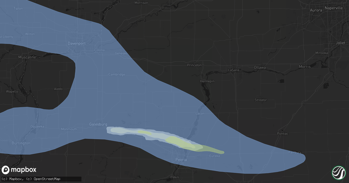 Hail map in Bradford, IL on June 17, 2026