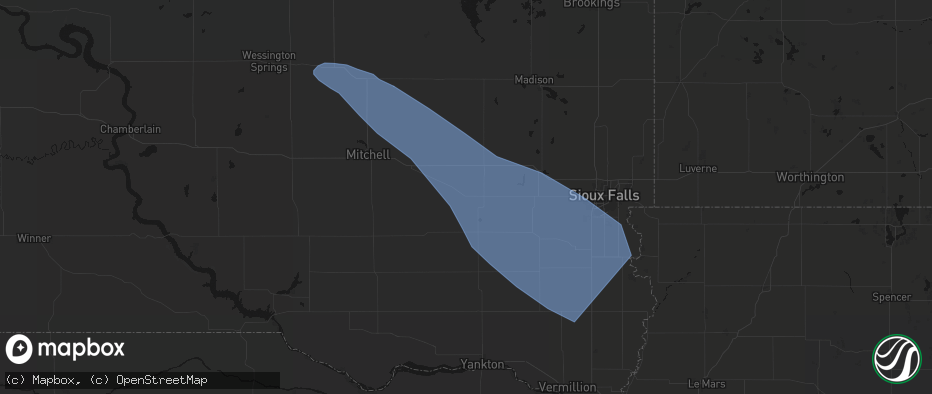 Hail map in Bridgewater, SD on June 17, 2026